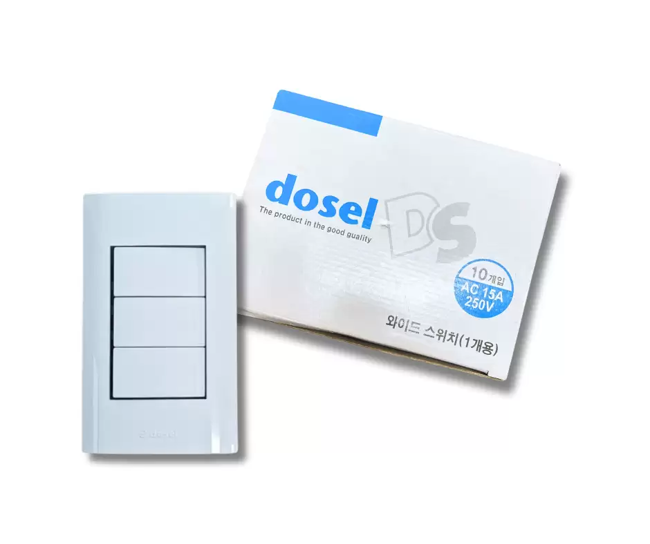 Công tắc điện Dosel Hàn Quốc 1 chiều 3 phím 4 Công tắc điện Dosel Hàn Quốc 1 chiều 1 phím