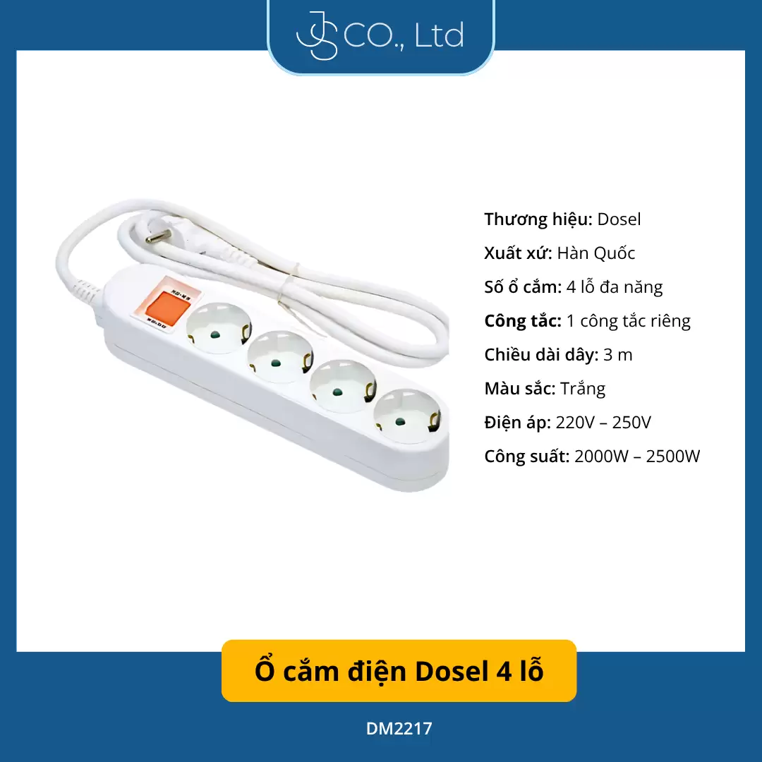 Ổ cắm điện Dosel 4 lỗ DM2217 3m