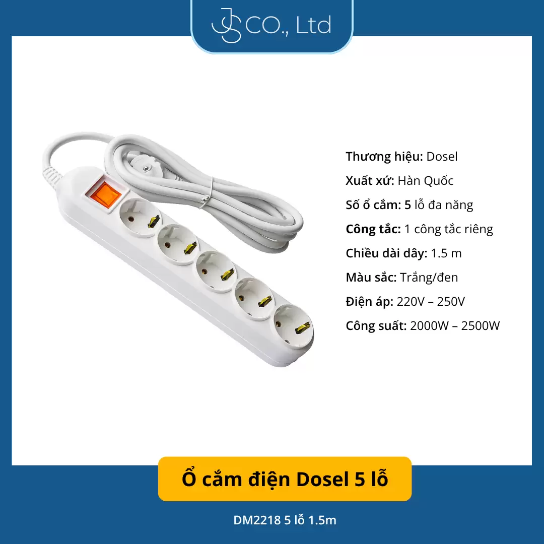 Ổ cắm điện Dosel 5 lỗ DM2218
