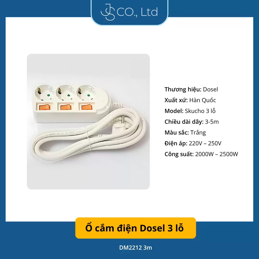 Ổ cắm điện Dosel 3 lỗ DM2212