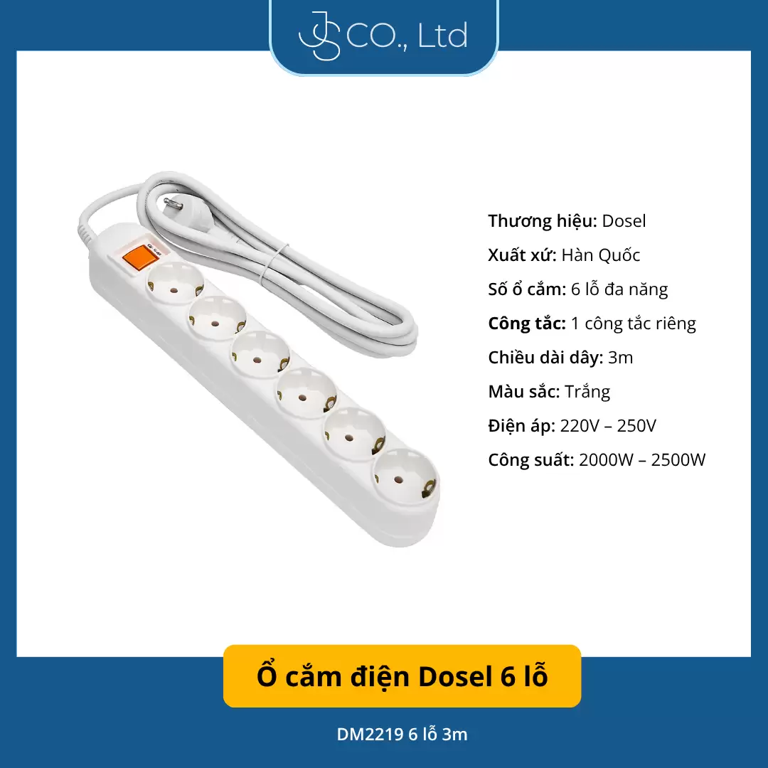 Ổ cắm điện Dosel 6 lỗ DM2219
