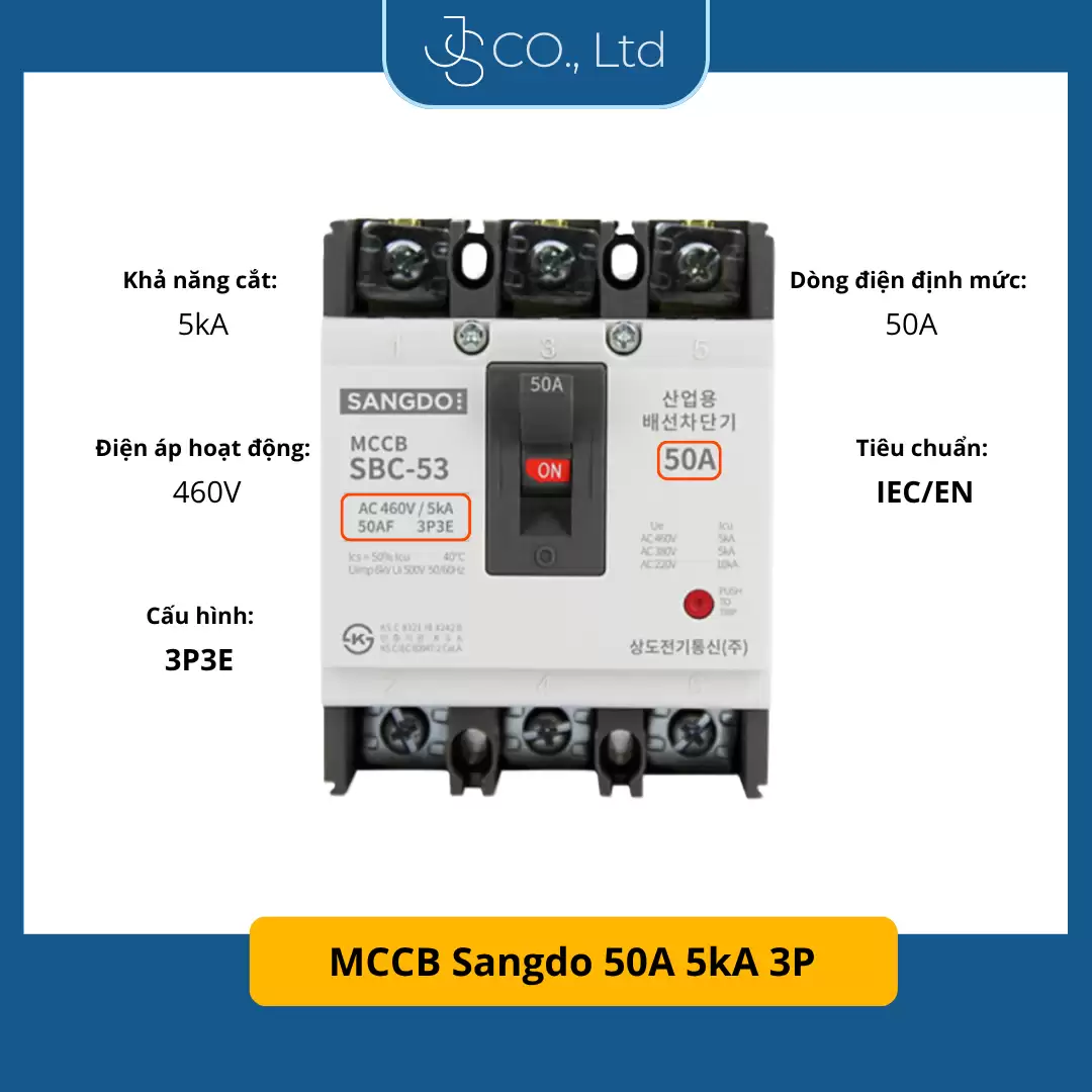 Máy cắt mạch MCCB Sangdo 50A 5kA 3P
