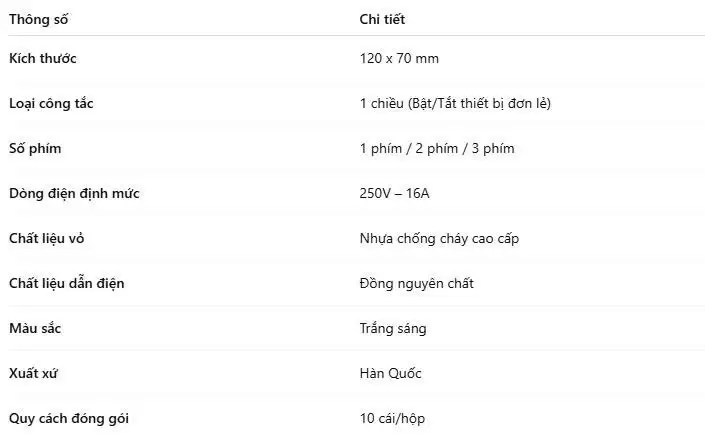 Công tắc điện Dosel Hàn Quốc 1 chiều 3 phím 10 Công tắc điện đơn Dosel Hàn Quốc 1 chiều