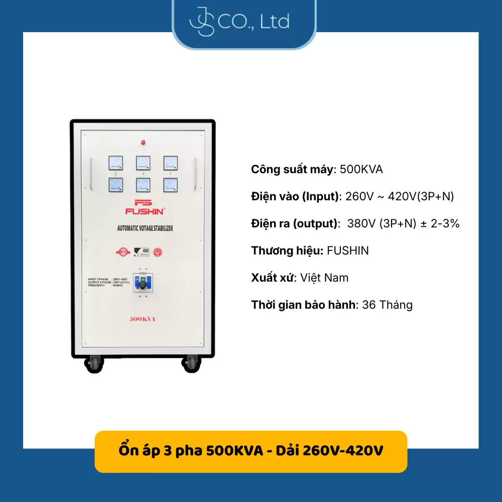 Ổn áp 3 pha 500KVA Fushin dải 260V-420V
