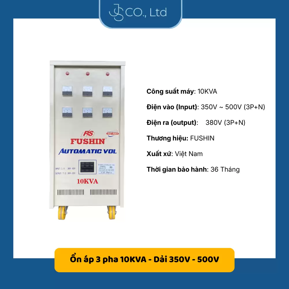 Ổn áp 3 pha cho năng lượng mặt trời 10KVA-Dải 350V-500V