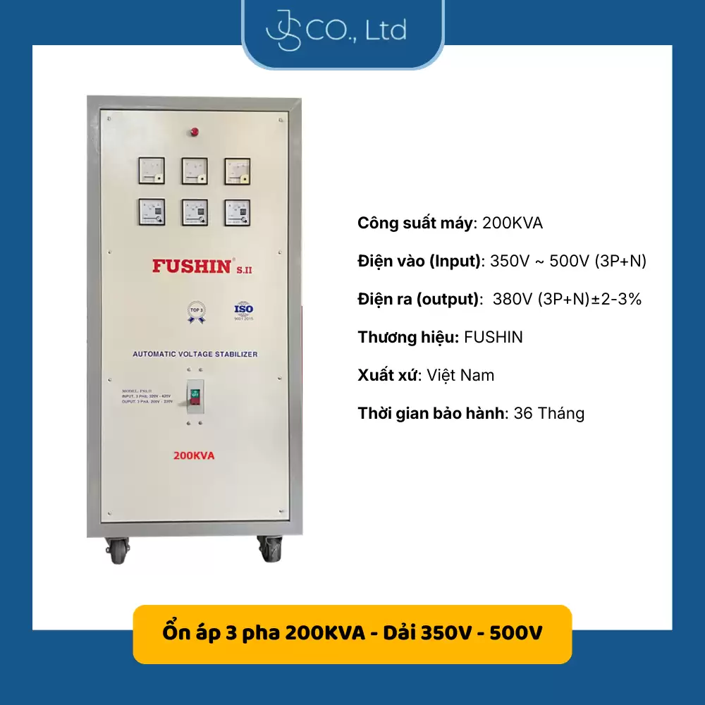 Ổn áp 3 pha cho năng lượng mặt trời 175KVA-Dải 350V-500V