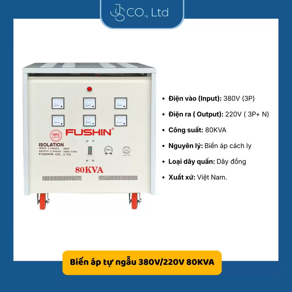 Biến áp 3 pha cách ly 380V/220V 80KVA – Dây Đồng
