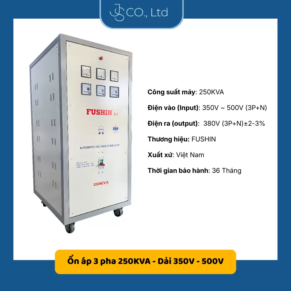 Ổn áp 3 pha cho năng lượng mặt trời 250KVA-Dải 350V-500V