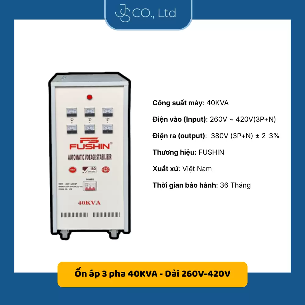 Ổn áp 3 pha 40KVA Fushin dải 260V-420V Fushin