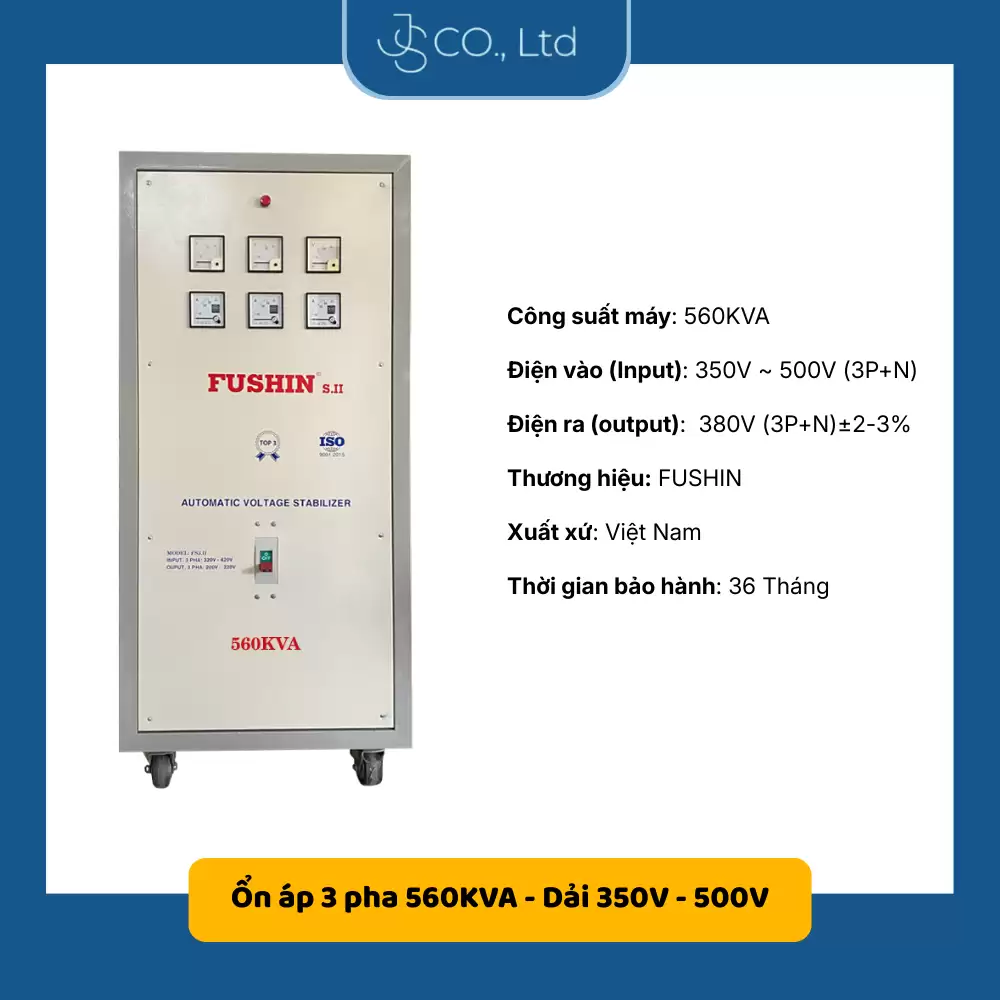 Ổn áp 3 pha cho năng lượng mặt trời 560KVA-Dải 350V-500V