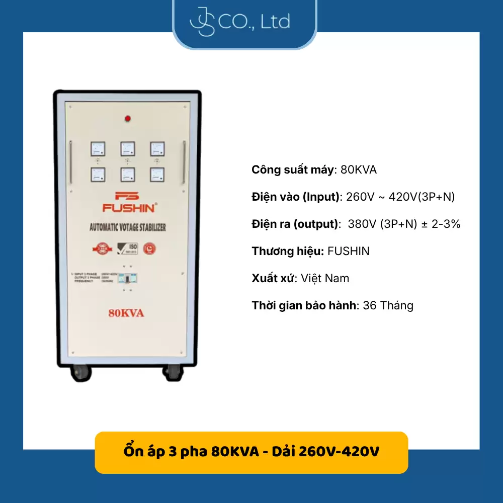 Ổn áp 3 pha 80KVA Fushin dải 260V-420V