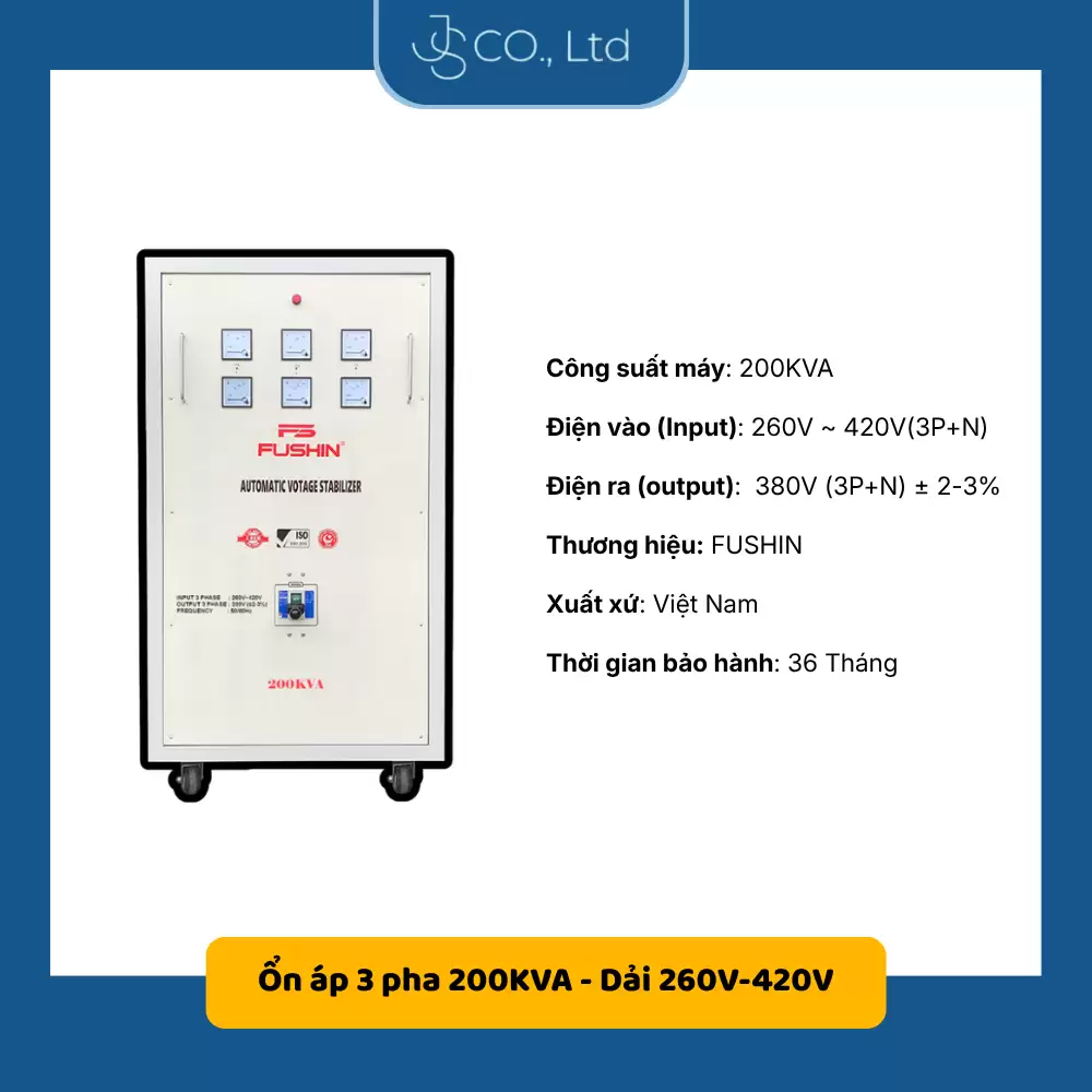 Ổn áp 3 pha 200KVA Fushin dải 260V-420V