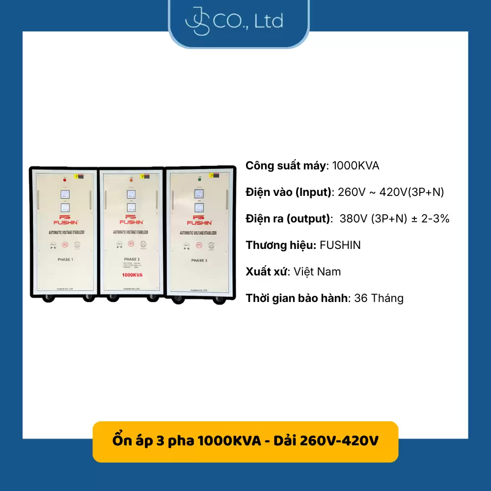 Ổn áp 3 pha 1000KVA Fushin dải 260V-420V