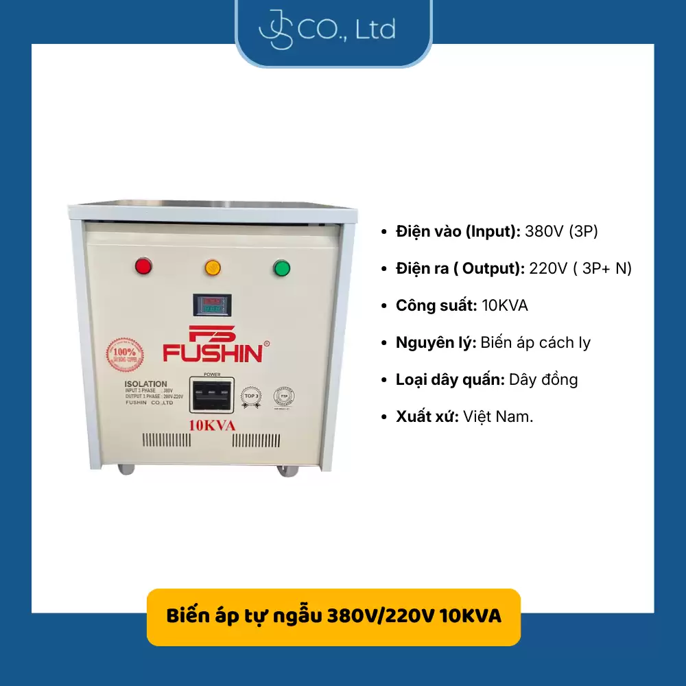 Biến áp 3 pha cách ly 380V/220V 10KVA – Dây Đồng