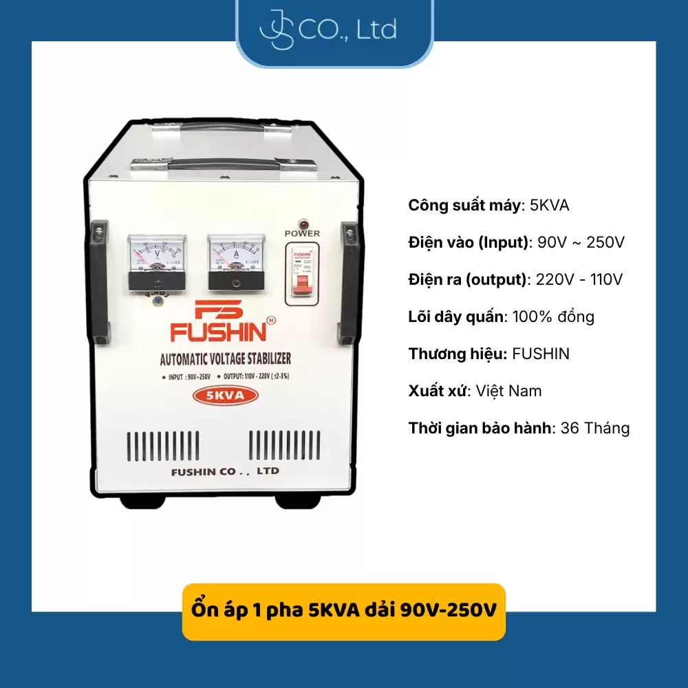 Ổn áp 1 pha 5KVA dải 90V-250V