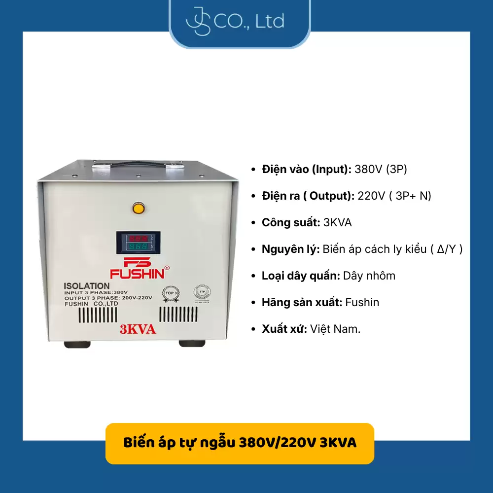 Biến áp 3 pha cách ly 380V/220V-3KVA