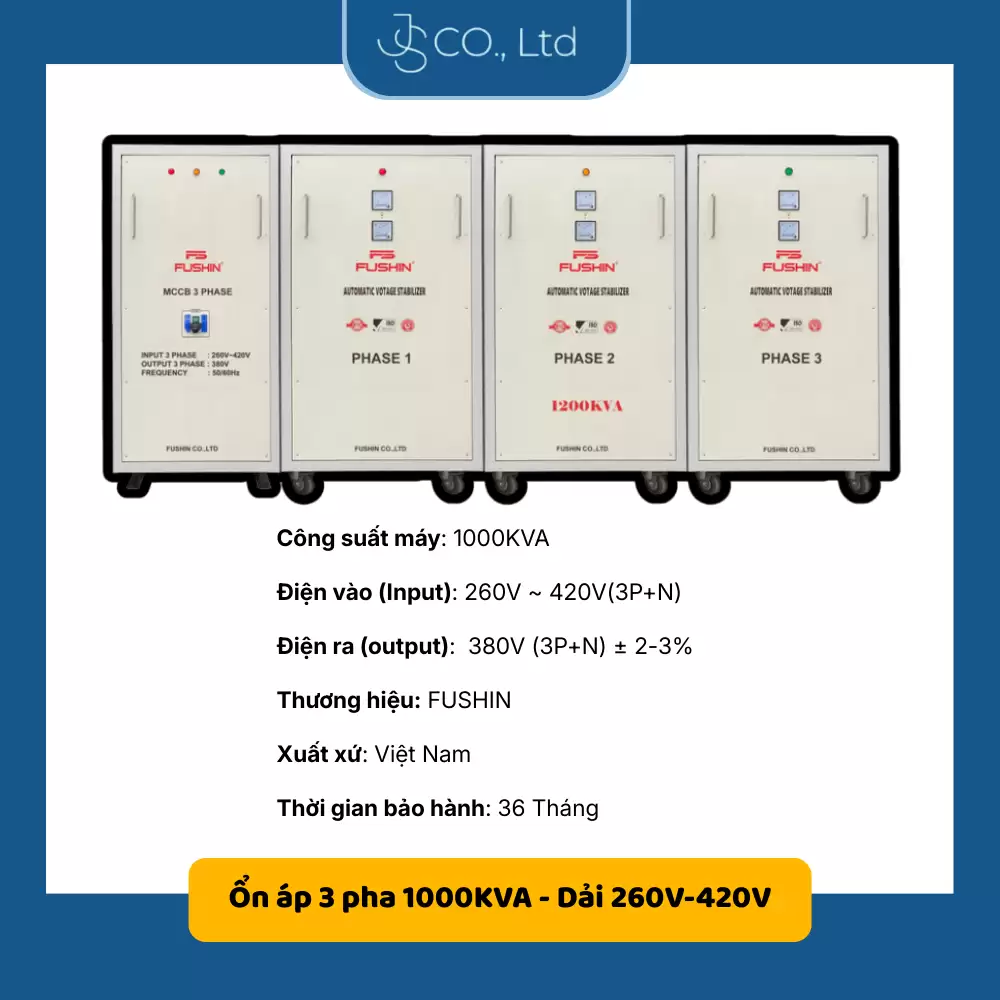 Ổn áp 3 pha 1200KVA Fushin dải 260V-420V