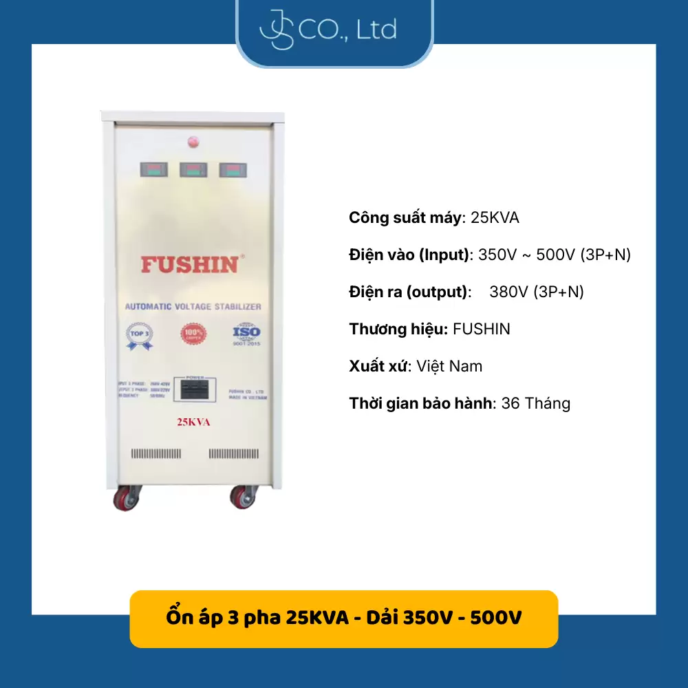 Ổn áp 3 pha cho năng lượng mặt trời 25KVA-Dải 350V-500V