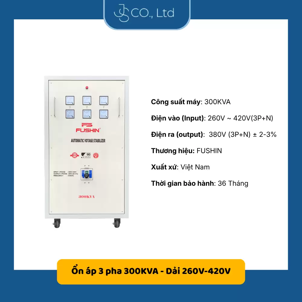 Ổn áp 3 pha 300KVA Fushin dải 260V-420V