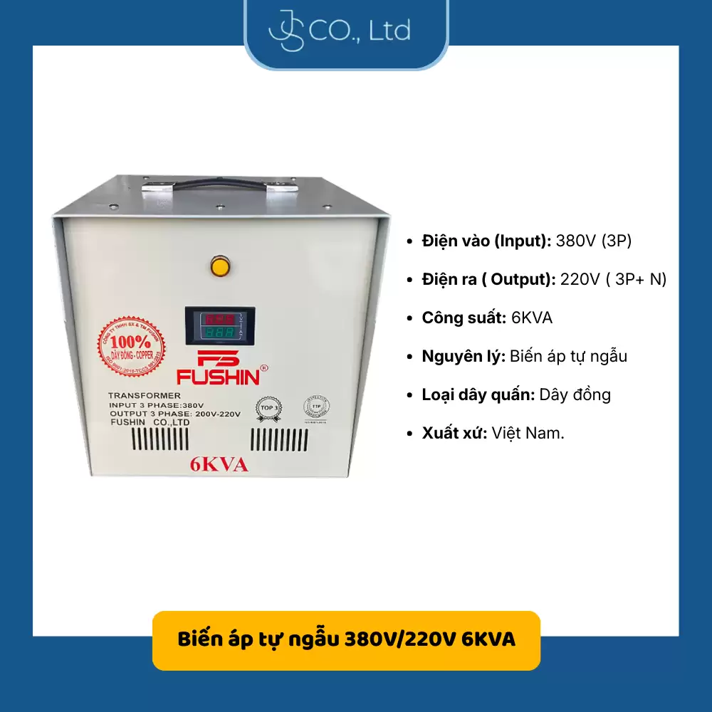 Biến áp 3 pha tự ngẫu 380V/220V 6KVA- Dây Đồng