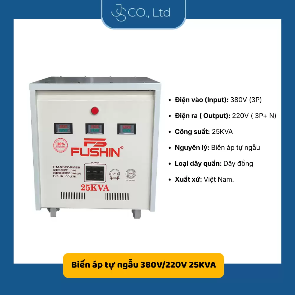 Biến áp 3 pha tự ngẫu 380V/220V 25KVA- Dây Đồng