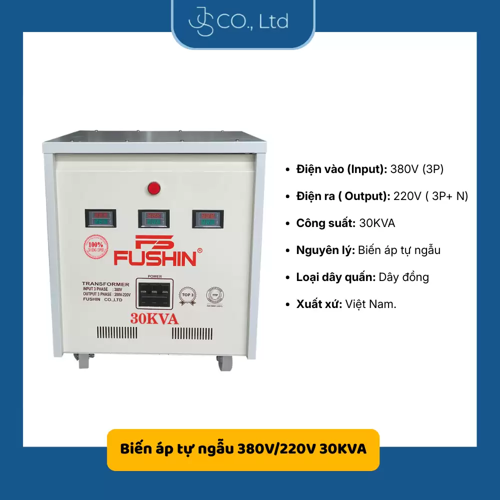 Biến áp 3 pha tự ngẫu 380V/220V 30KVA- Dây Đồng