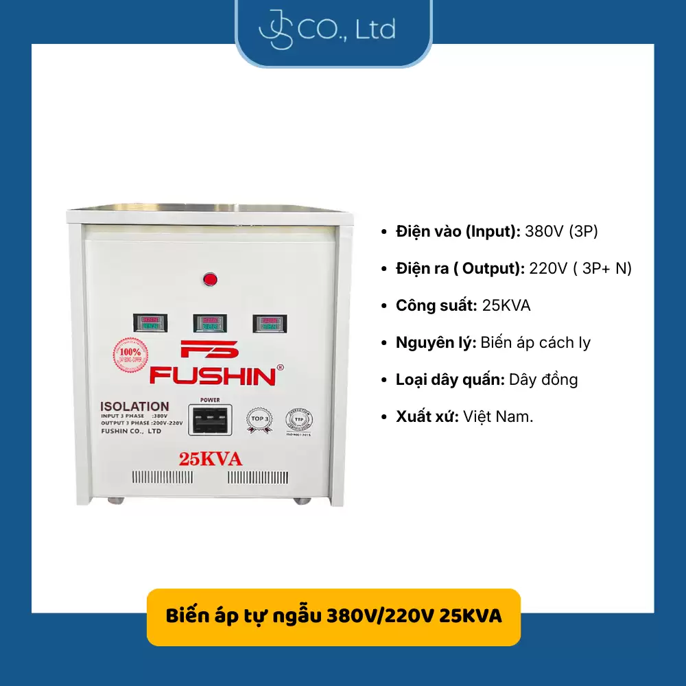 Biến áp 3 pha cách ly 380V/220V 25KVA – Dây Đồng