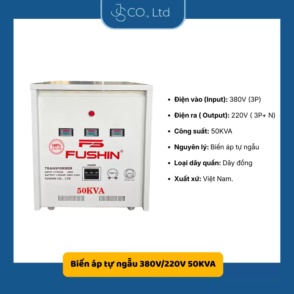 Biến áp 3 pha tự ngẫu 380V/220V 50KVA- Dây Đồng