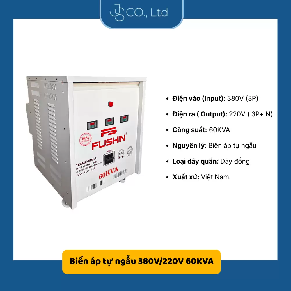 Biến áp 3 pha tự ngẫu 380V/220V 50KVA- Dây Đồng