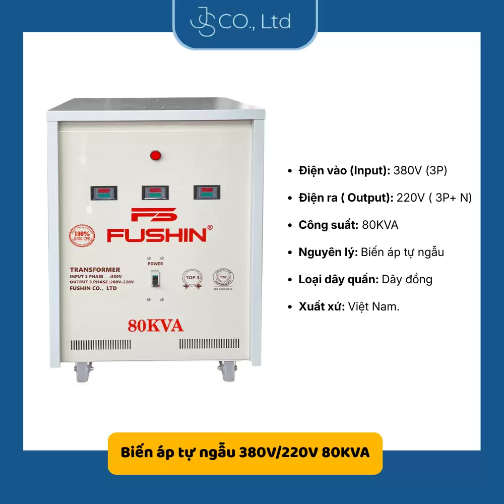 Biến áp 3 pha tự ngẫu 380V/220V 80KVA- Dây Đồng