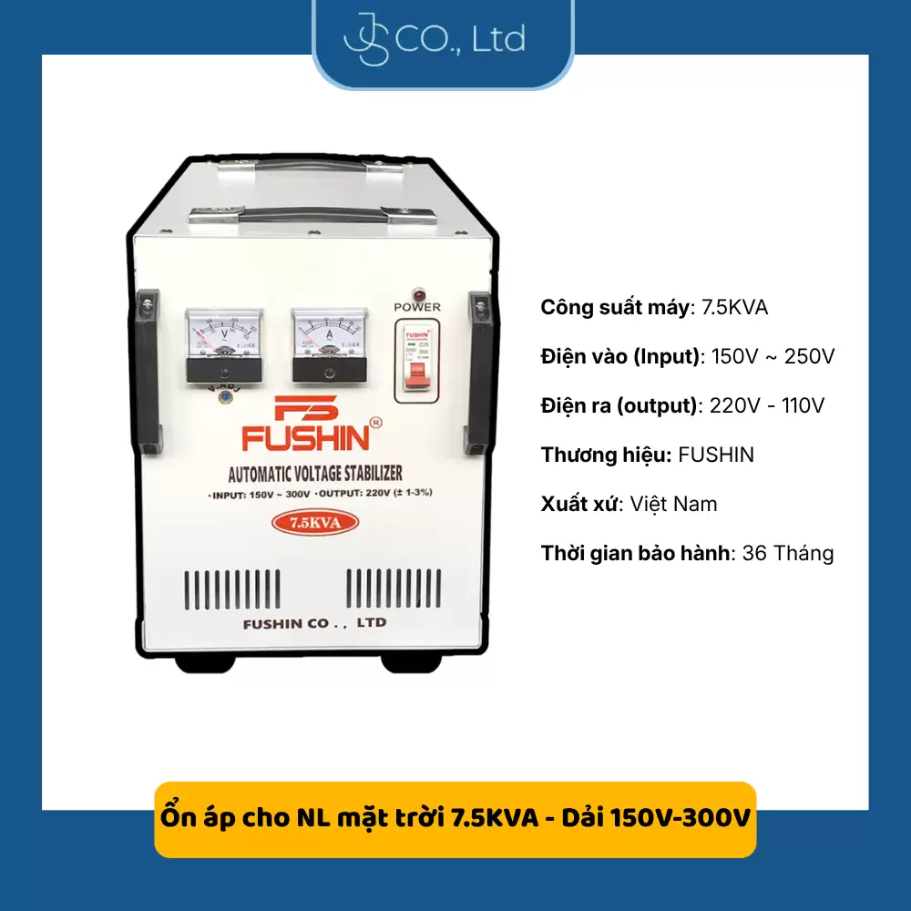 Ổn áp 1 pha cho NL mặt trời 7.5KVA – Dải 150V-300V