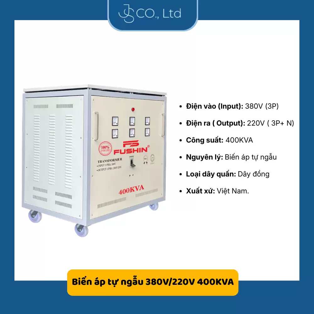 Biến áp 3 pha tự ngẫu 380V/220V 300KVA- Dây Đồng