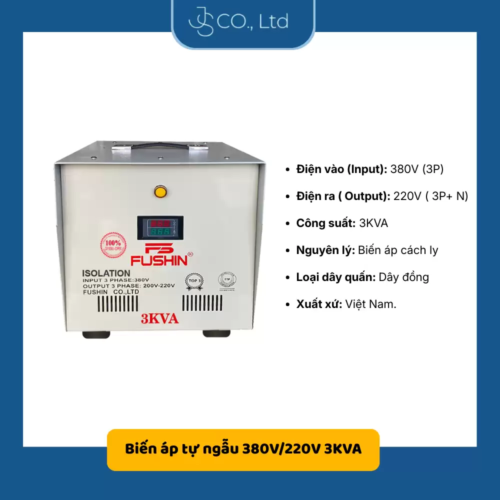 Biến áp 3 pha cách ly 380V/220V 3KVA – Dây Đồng