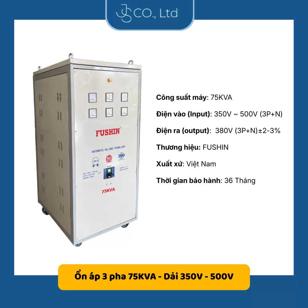 Ổn áp 3 pha cho năng lượng mặt trời 75KVA-Dải 350V-500V