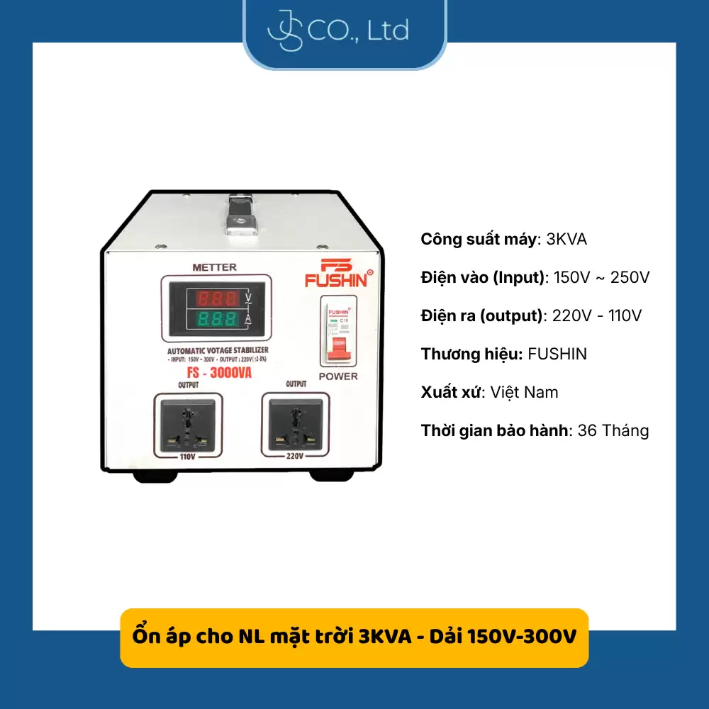 Ổn áp 1 pha cho NL mặt trời 3KVA – Dải 150V-300V
