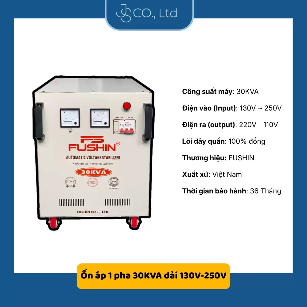 Ổn áp 1 pha 30KVA dải 130V-250V