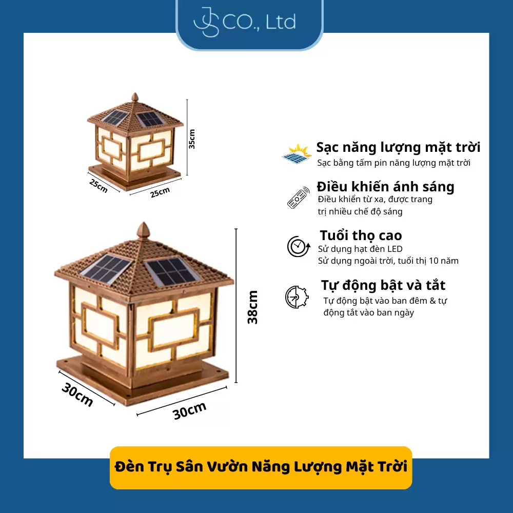 Đèn Trụ Cổng Năng Lượng Mặt Trời Cao Cấp – Phong Cách Châu Âu Cổ Điển