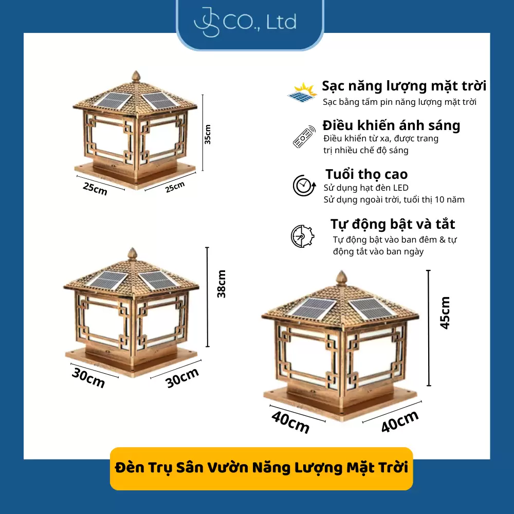 Đèn Trụ Cổng Năng Lượng Mặt Trời Cao Cấp – Phong Cách Châu Âu Cổ Điển