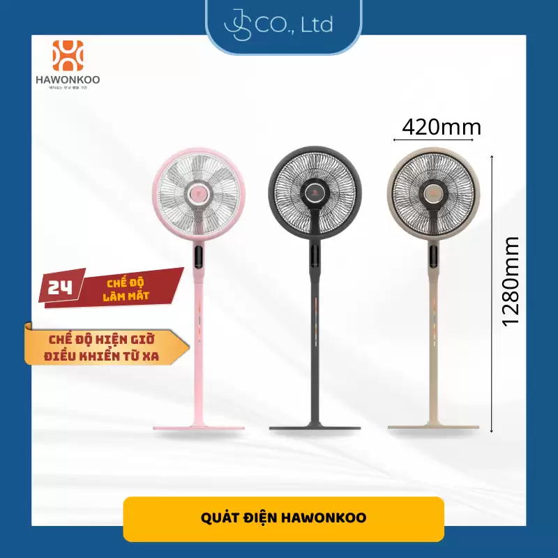 Quạt điện DC Hawonkoo FDH-012-SPEED24 – Điều khiển từ xa, 24 cấp gió