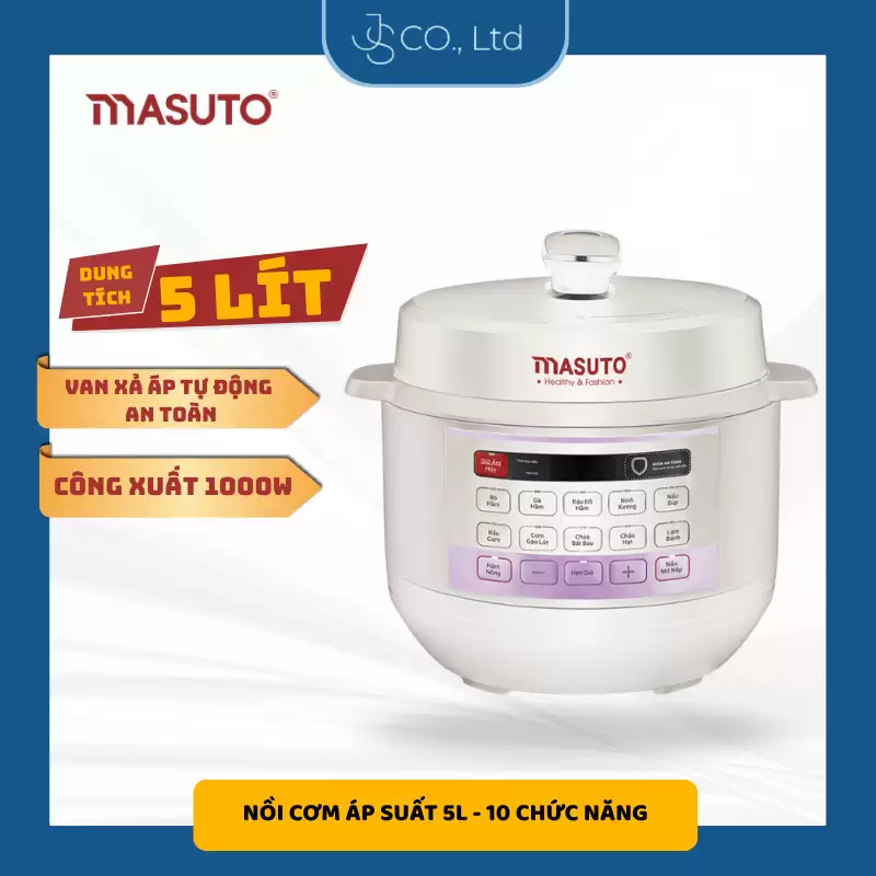 Trang chủ 18 Nồi cơm áp suất Masuto MSPC05 dung tích 5L – 10 chức năng nấu, hỗ trợ nấu mở nắp