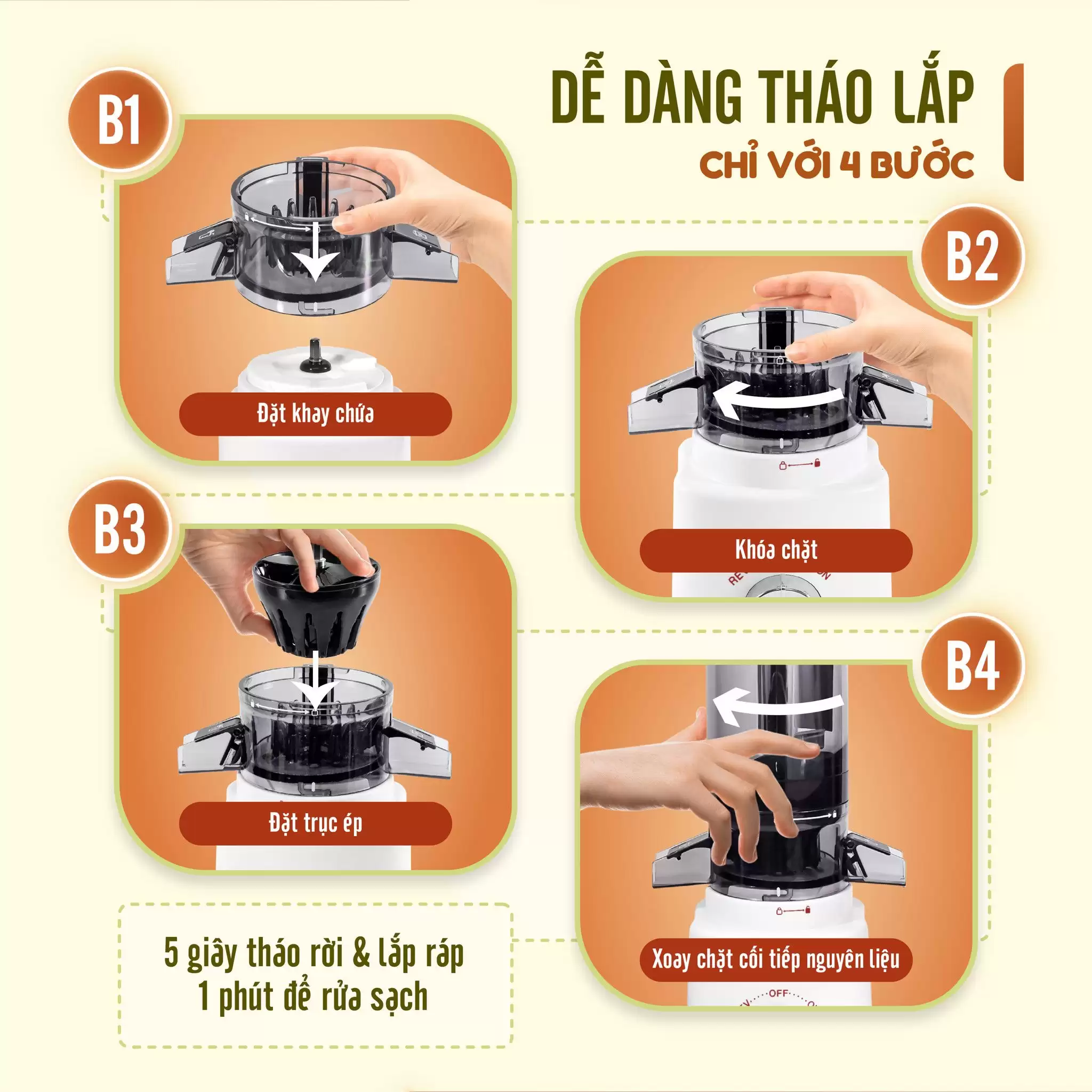 Máy Ép Chậm Trái Cây Masuto Ép Nguyên Quả Kiệt Bã Dung Tích 0,6L Làm Nước Ép, Ép hoa quả, làm kem