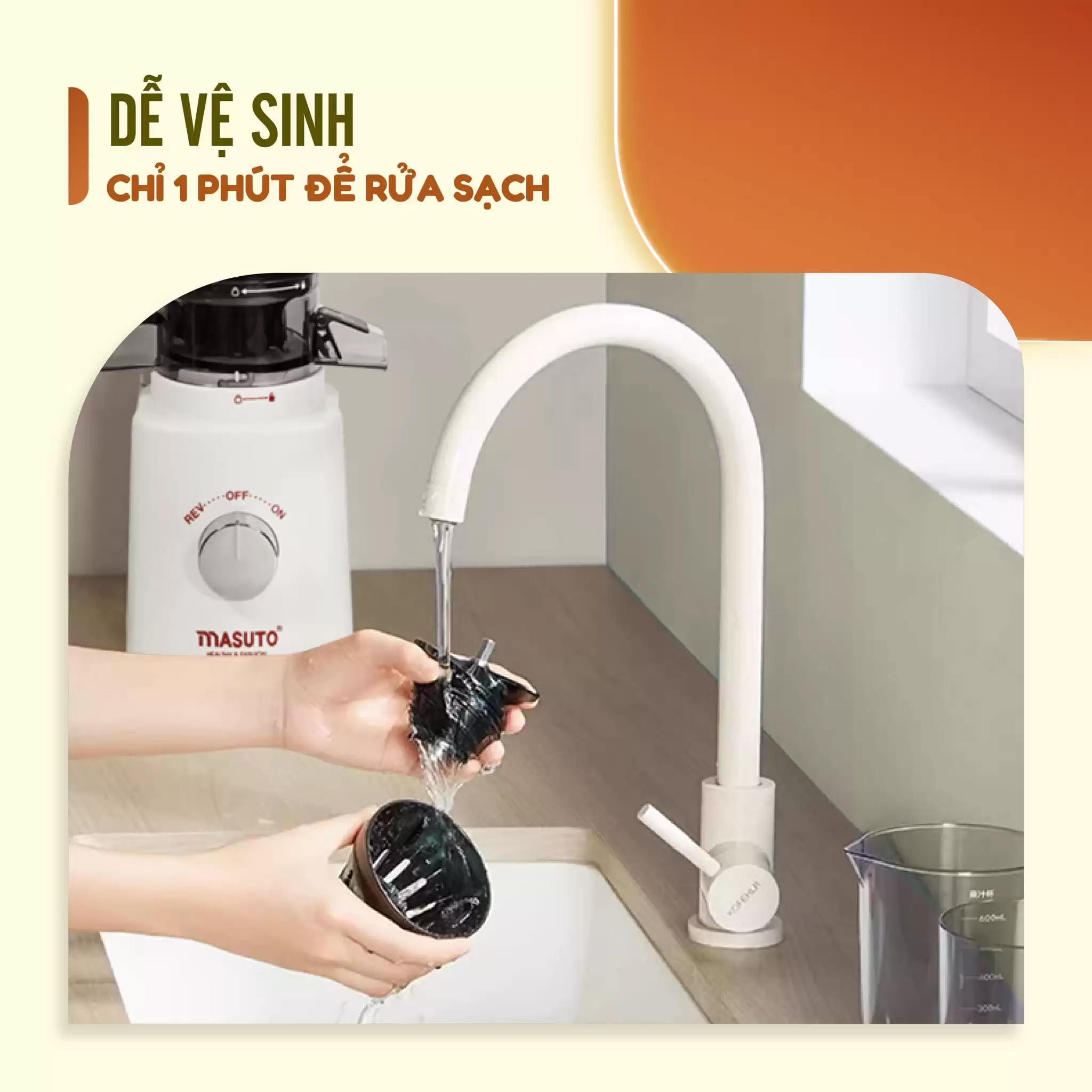 Máy Ép Chậm Trái Cây Masuto Ép Nguyên Quả Kiệt Bã Dung Tích 0,6L Làm Nước Ép, Ép hoa quả, làm kem