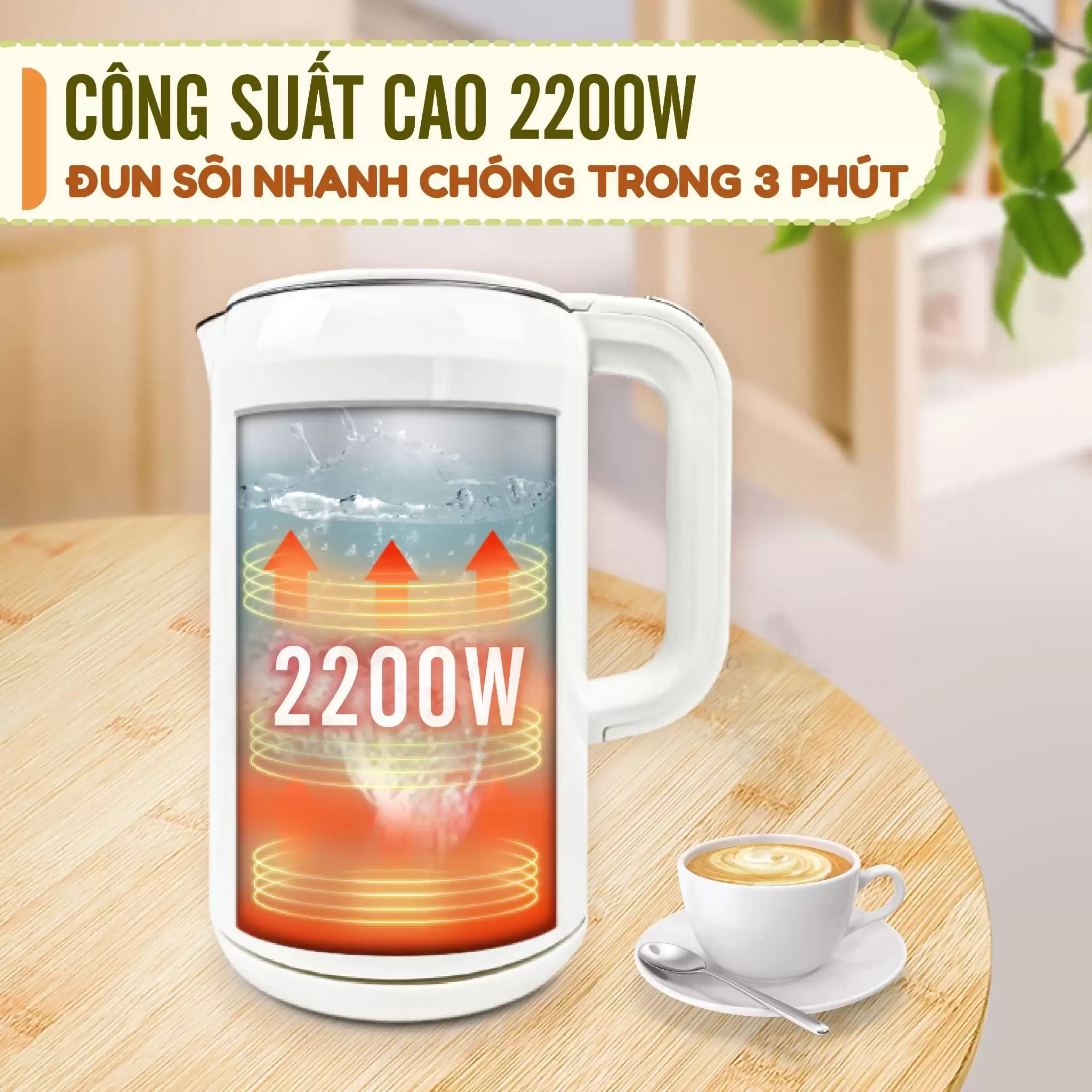Ấm đun siêu tốc Masuto 1,7L MS Nami 2 lớp giữ nhiệt chống bỏng an toàn inox 304 nguyên khối 7 AUTO-DRAFT