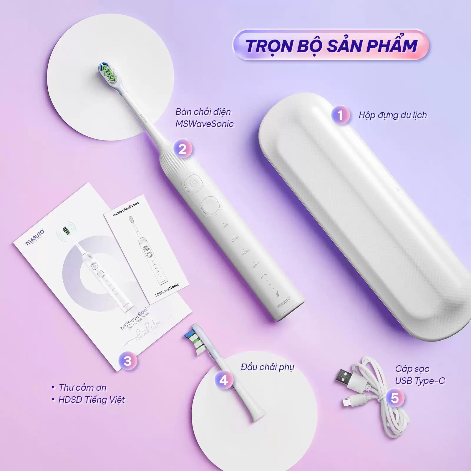 Bàn chải điện Masuto MSWaveSonic – Công nghệ SonicTwist kép 11 Bàn chải điện Masuto MSWaveSonic – Đánh bay mảng bám với công nghệ sóng âm kép