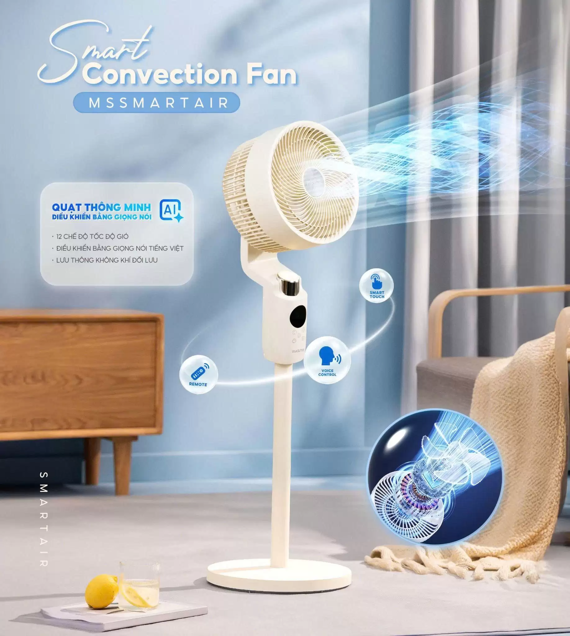 Quạt điện thông minh AI điều khiển bằng giọng nói TV - Masuto Smart Air 9 Quạt điện thông minh AI điều khiển bằng giọng nói TV – Masuto Smart Air